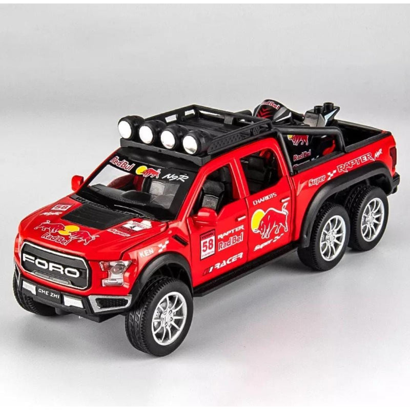 Red Bull Diecast Ford Raptor F150 6×6 Pickup Metal Model