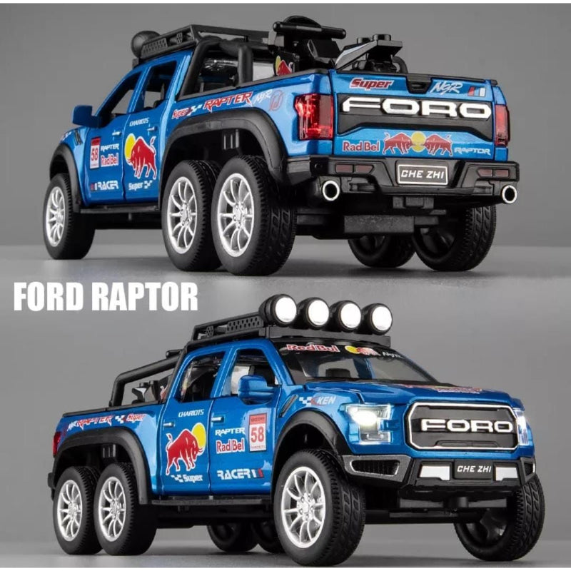 Red Bull Diecast Ford Raptor F150 6×6 Pickup Metal Model