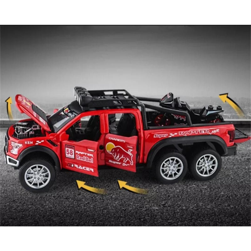 Red Bull Diecast Ford Raptor F150 6×6 Pickup Metal Model