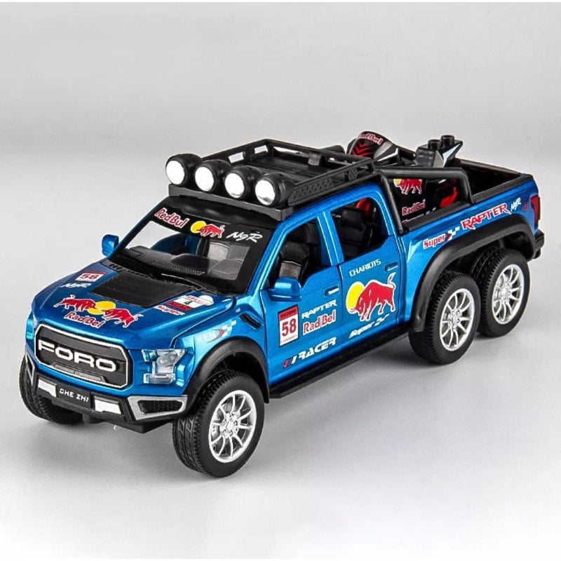 Red Bull Diecast Ford Raptor F150 6×6 Pickup Metal Model