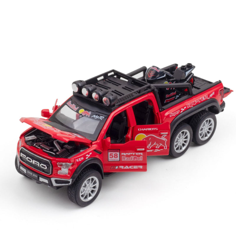 Red Bull Diecast Ford Raptor F150 6×6 Pickup Metal Model