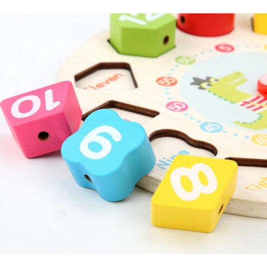 Wooden Digital Color Sorting Learning Educational Clock For Kids