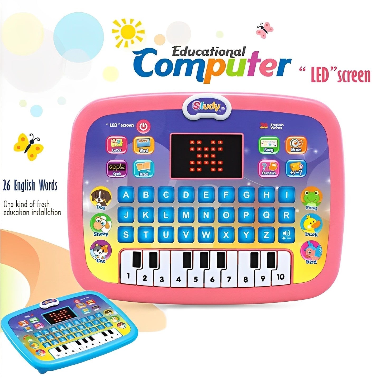 26 English Words Kids Learning Educational Tablet With Led Screen