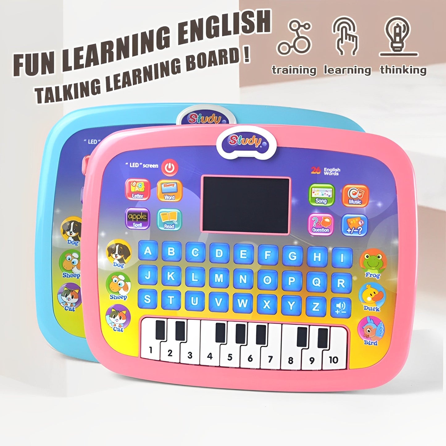 26 English Words Kids Learning Educational Tablet With Led Screen