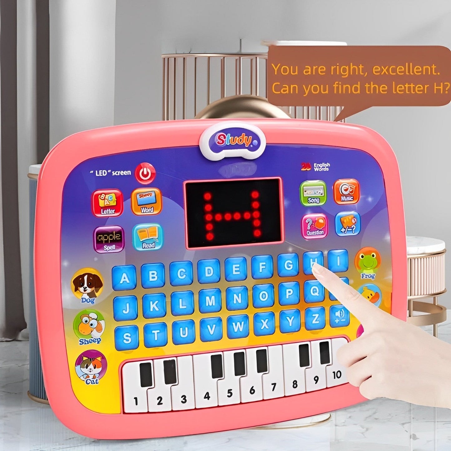 26 English Words Kids Learning Educational Tablet With Led Screen