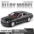 Diecast 1:24 Scale Bentley Mulsanne Alloy Model Car Collection Vehicle Simulation Sound & Light Metal Toy Car Toy For Kids Gift