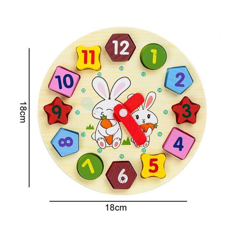 High Quality Polished Wooden Digital Geometry Clock For Kids