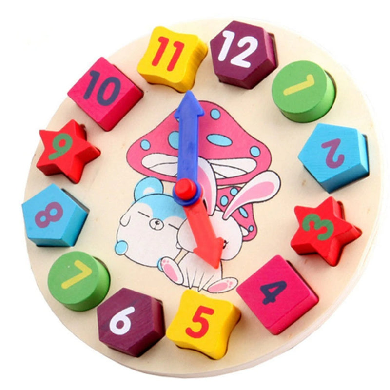 High Quality Polished Wooden Digital Geometry Clock For Kids